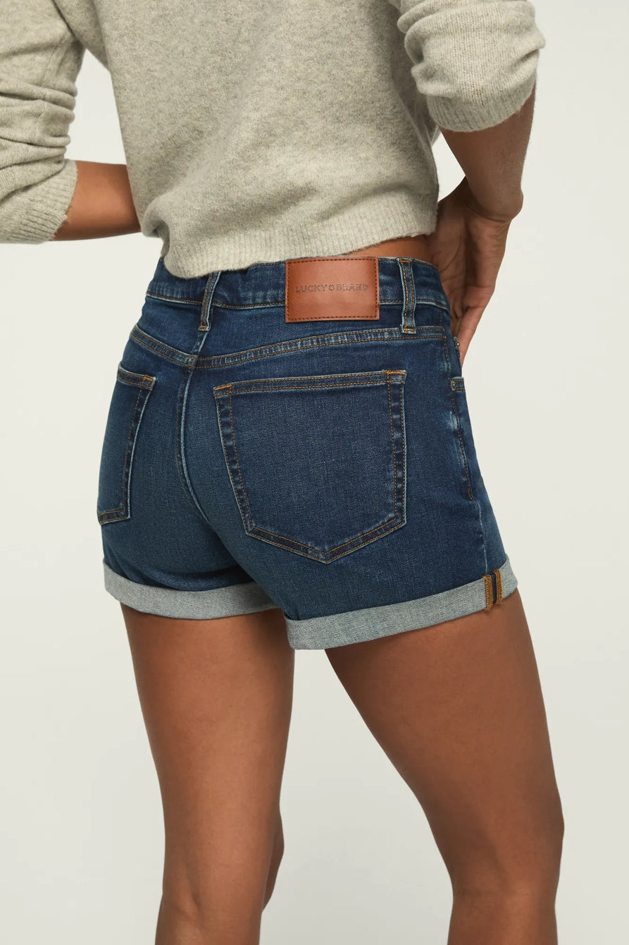 [163333-410] WOMENS LUCKY BRAND MID RISE AVA SHORT - NIGHT CAFE ROLLED WASH