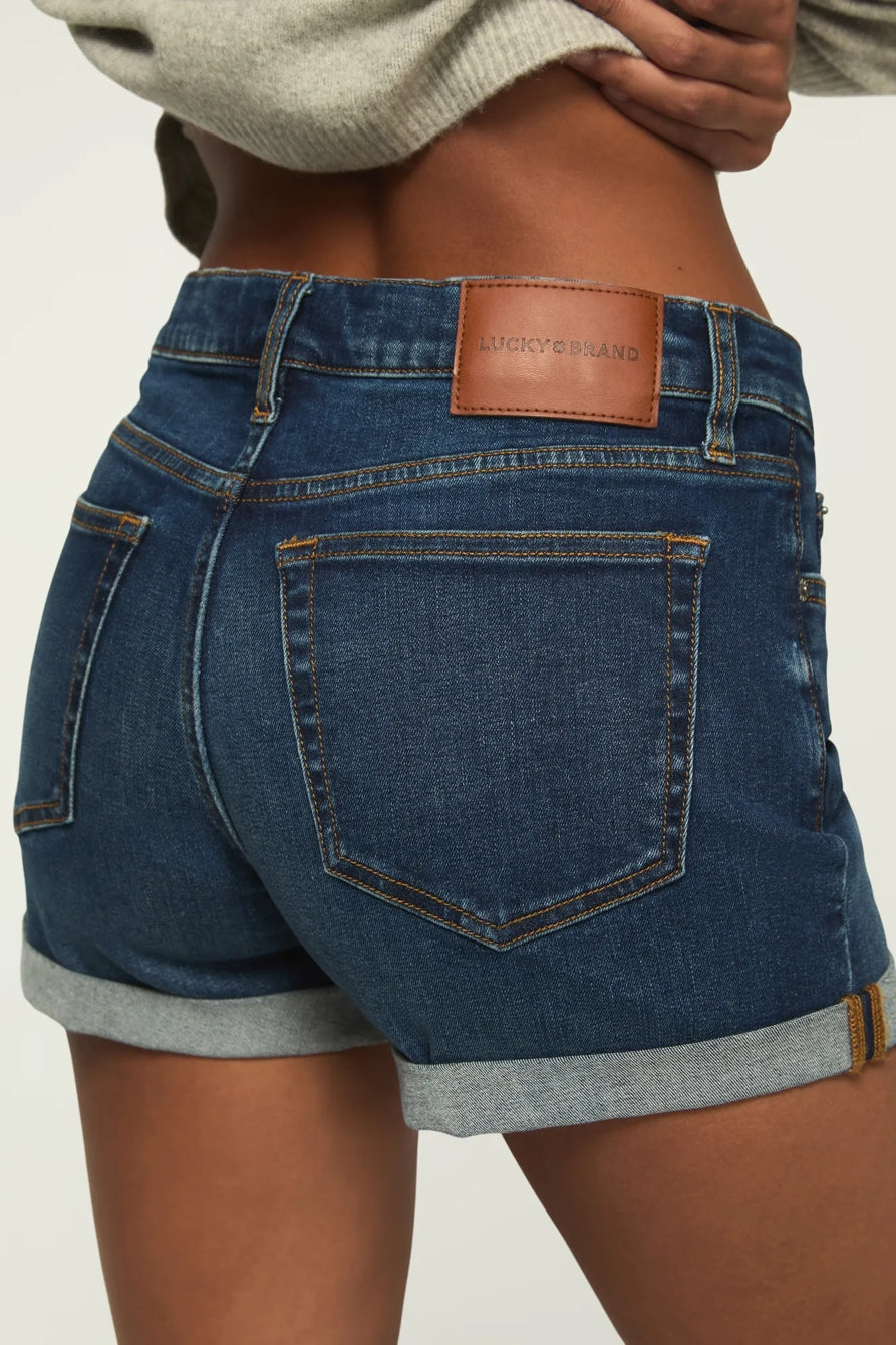 [163333-410] WOMENS LUCKY BRAND MID RISE AVA SHORT - NIGHT CAFE ROLLED WASH